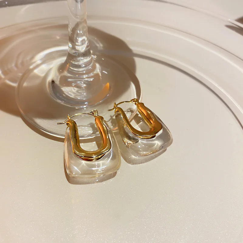 Vintage Fashion Korea - New Exquisite Transparent Resin Geometry Square