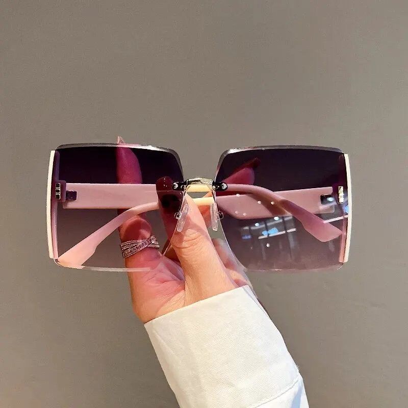 Vintage Fashion Glasses - New Square Frameless Retro Sunglasses for