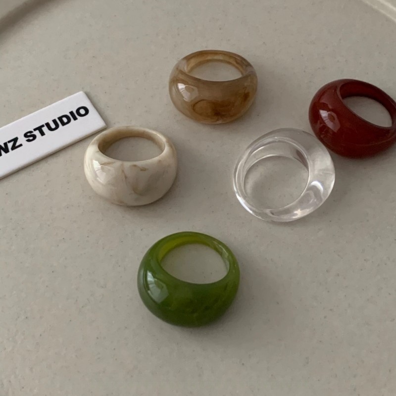 Vintage Fashion Korea - Korea Vintage Transparent Resin Arc Wide