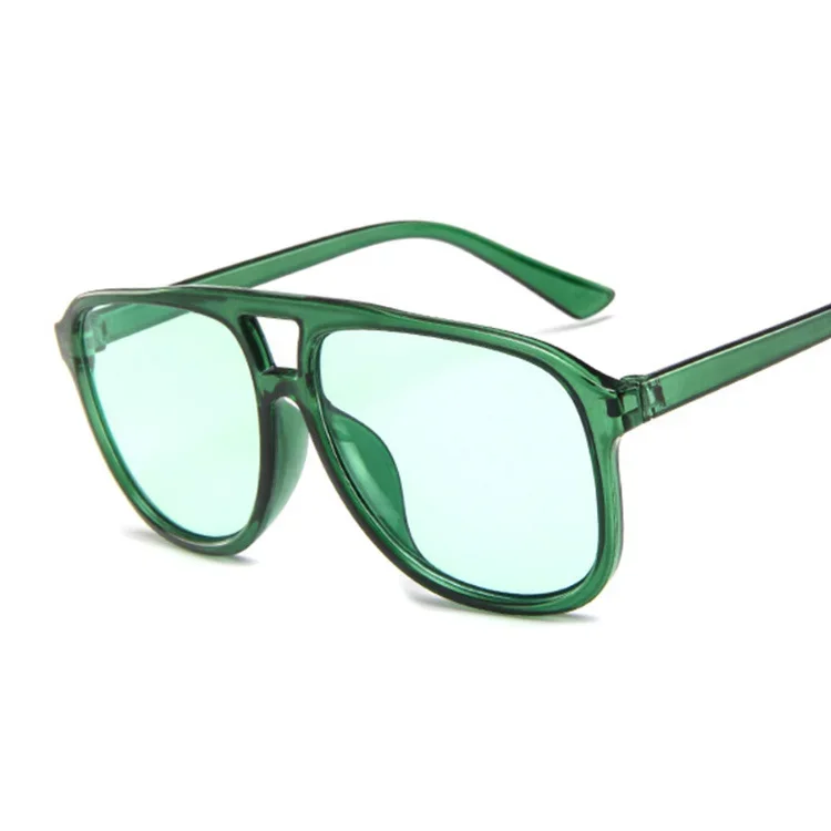 Vintage Fashion Glasses - Woman Green Oversized Pilot Sunglasses Man