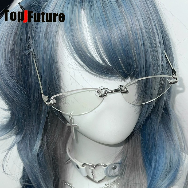 Vintage Fashion Glasses - Y2K Girl Alternative Subculture Minimalist Rimless