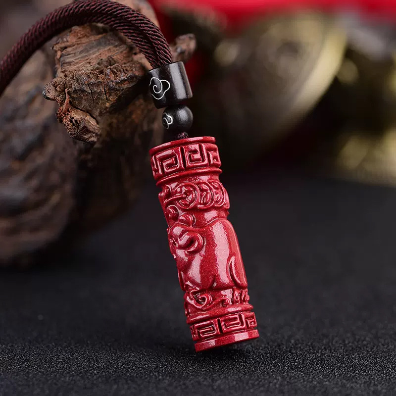 Luxury Red Cinnabar Chinese Zo - Vintage Fashion Necklace 评论和价格