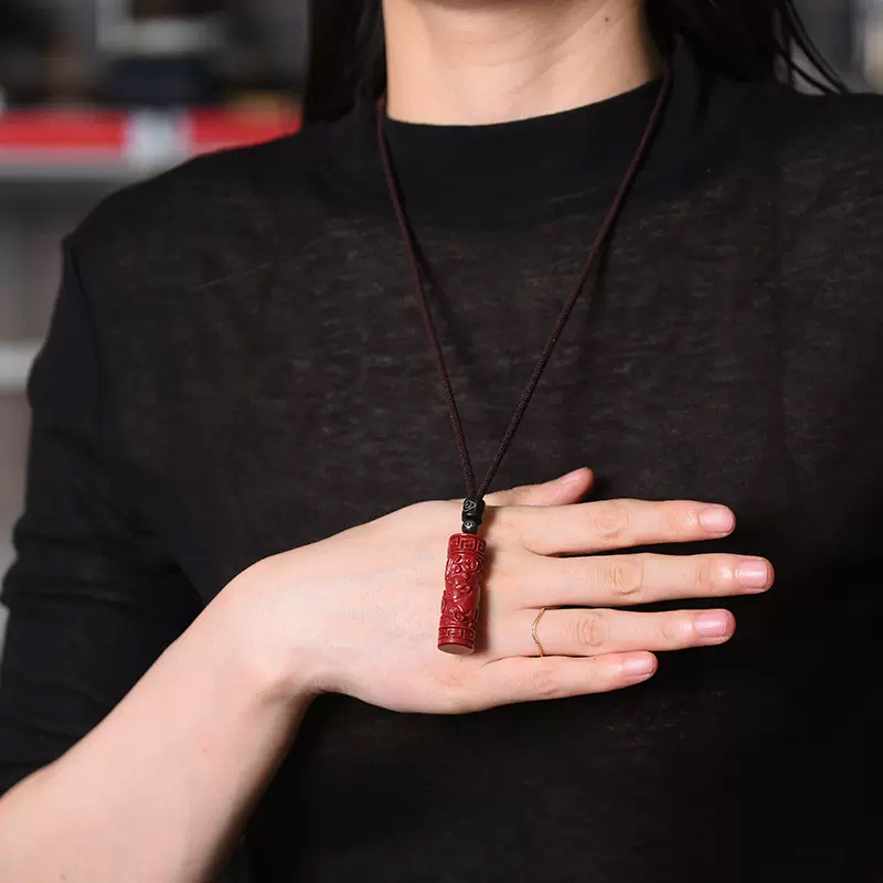Luxury Red Cinnabar Chinese Zo - Vintage Fashion Necklace 评论和价格