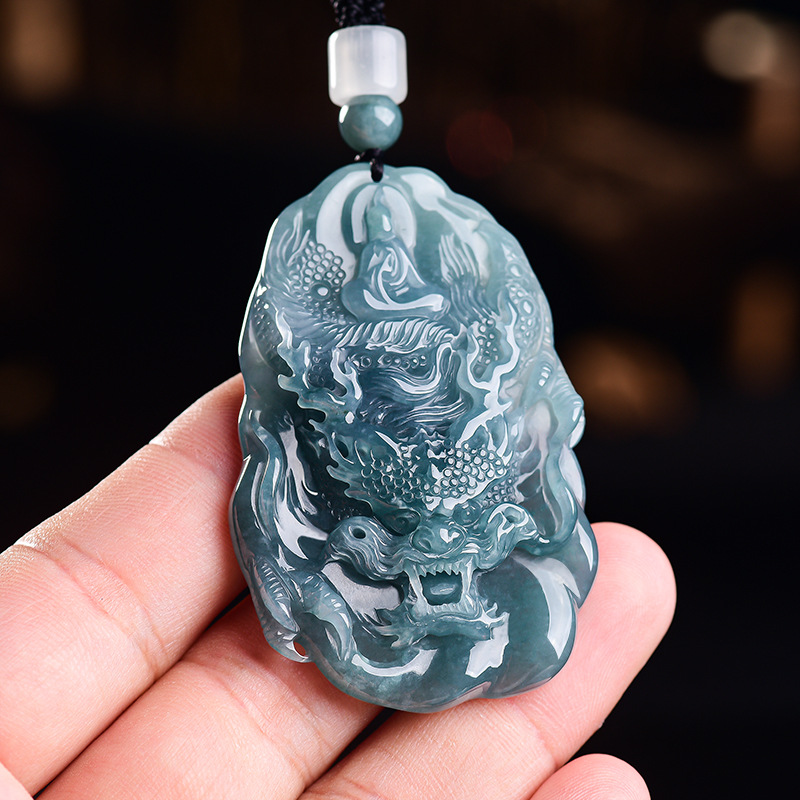 Natural Burmese Jadeite Dragon - Vintage Fashion Necklace 评论和价格