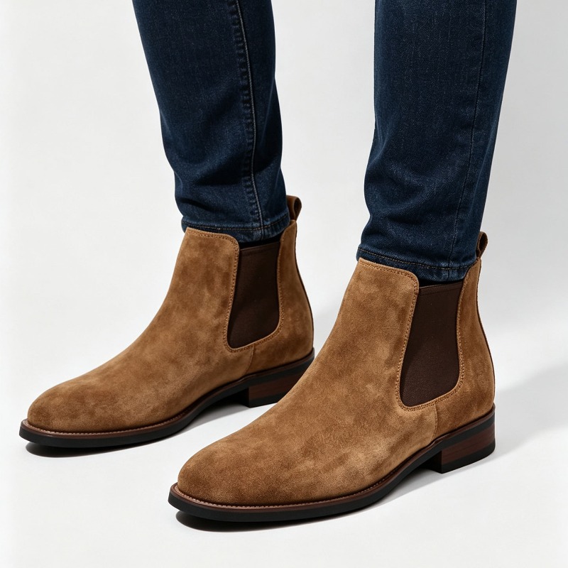 Vintage Cow Suede Mens Chelsea - Vintage Fashion Luxury 评论和价格