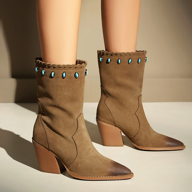 Women Western Cowboy Boots Poi - Vintage And Modern Fashion 评论和价格