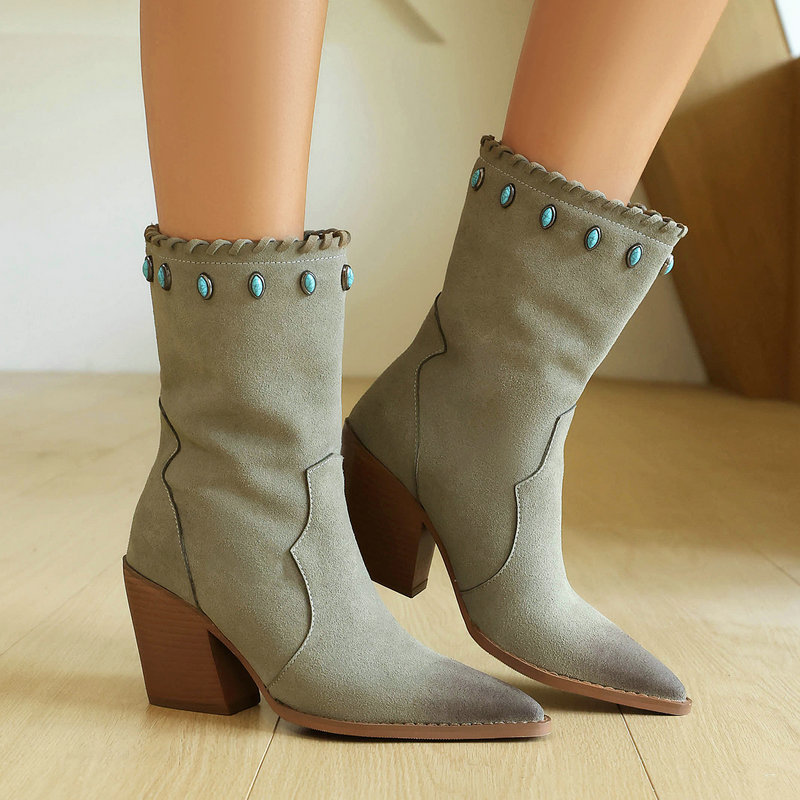 Women Western Cowboy Boots Poi - Vintage And Modern Fashion 评论和价格