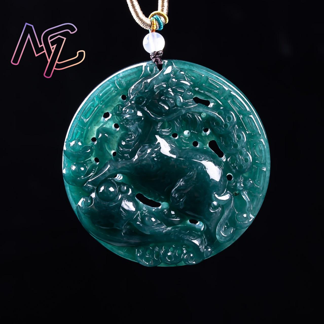 Myanmar Jadeite Dragon Pendant - Vintage Fashion Necklace 评论和价格