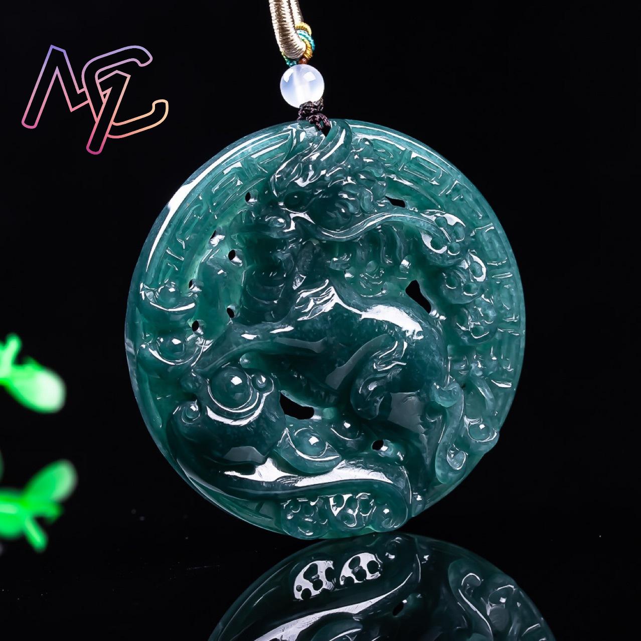 Myanmar Jadeite Dragon Pendant - Vintage Fashion Necklace 评论和价格
