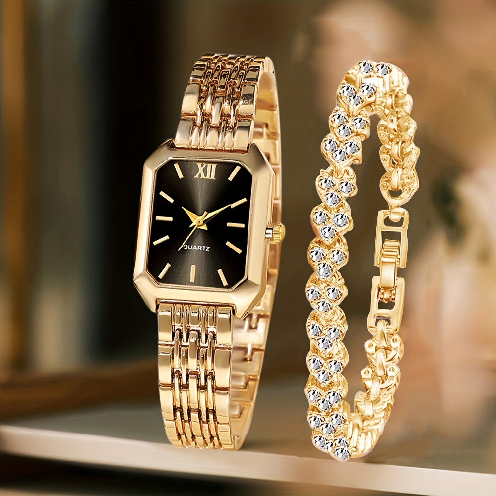 2PCS Fashion Rectangle Women Q - Vintage Fashion Watches 评论和价格