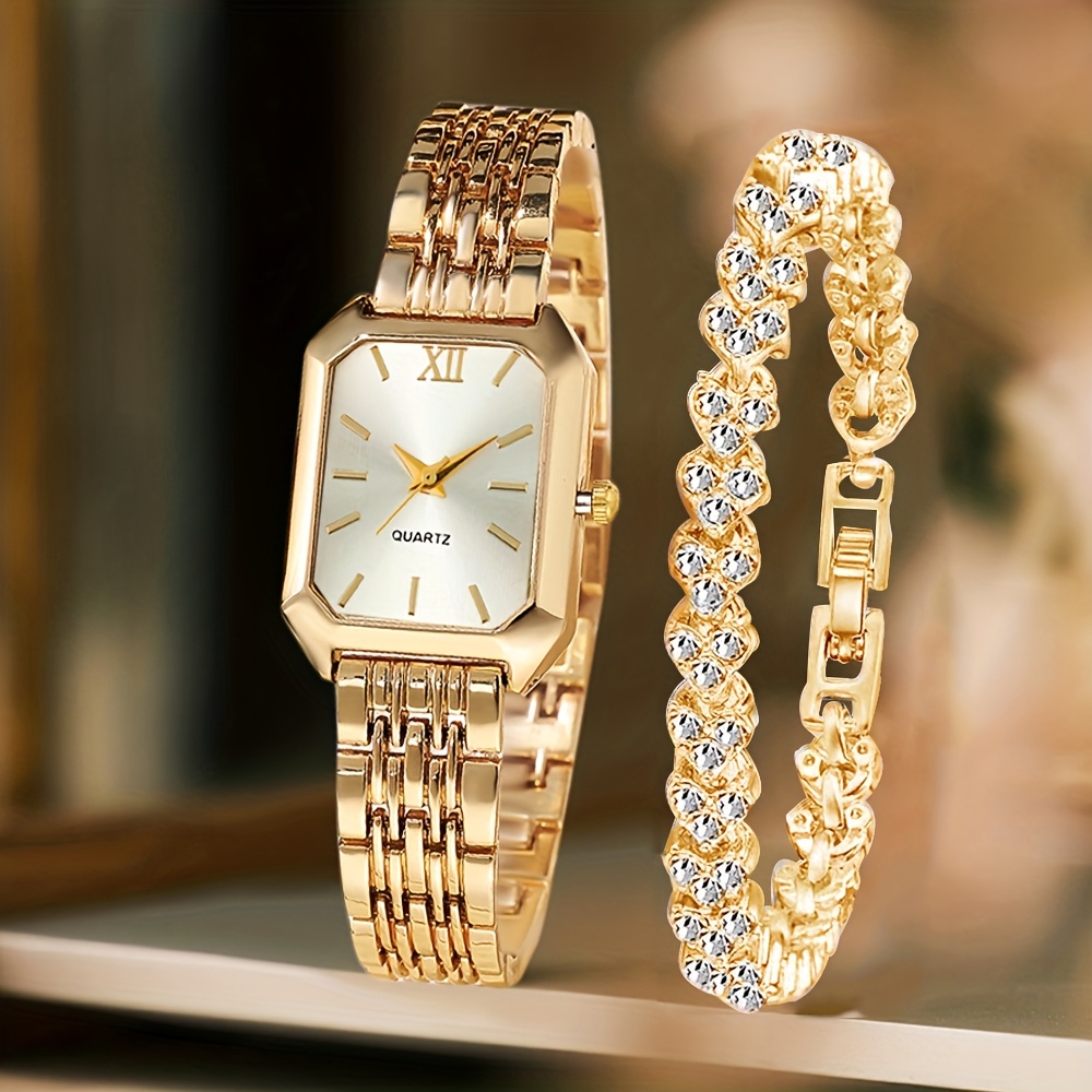 2PCS Fashion Rectangle Women Q - Vintage Fashion Watches 评论和价格