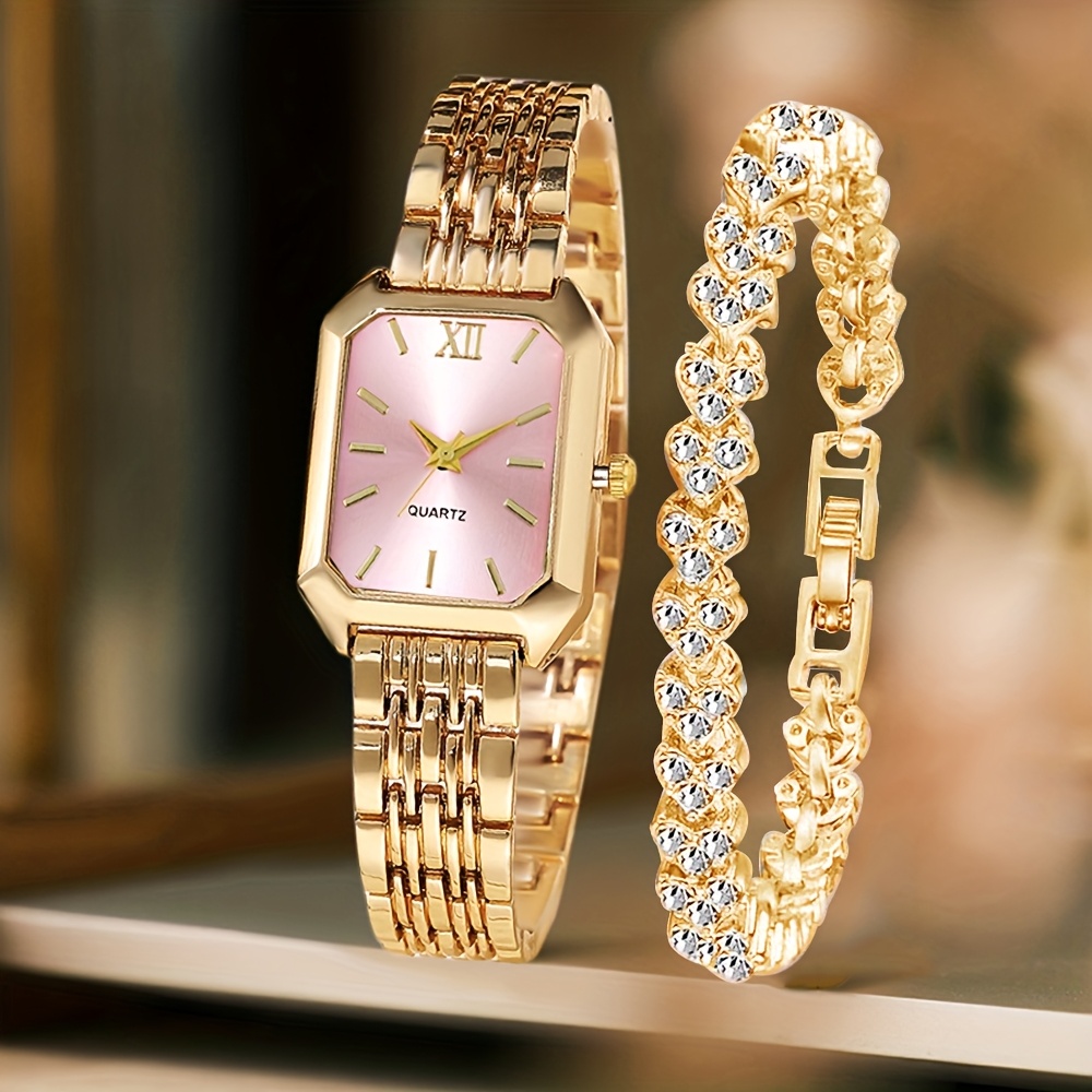 2PCS Fashion Rectangle Women Q - Vintage Fashion Watches 评论和价格
