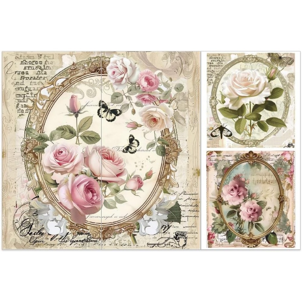 3pcs/Set Rose Rub on Transfers - Vintage Fashion Photos 评论和价格
