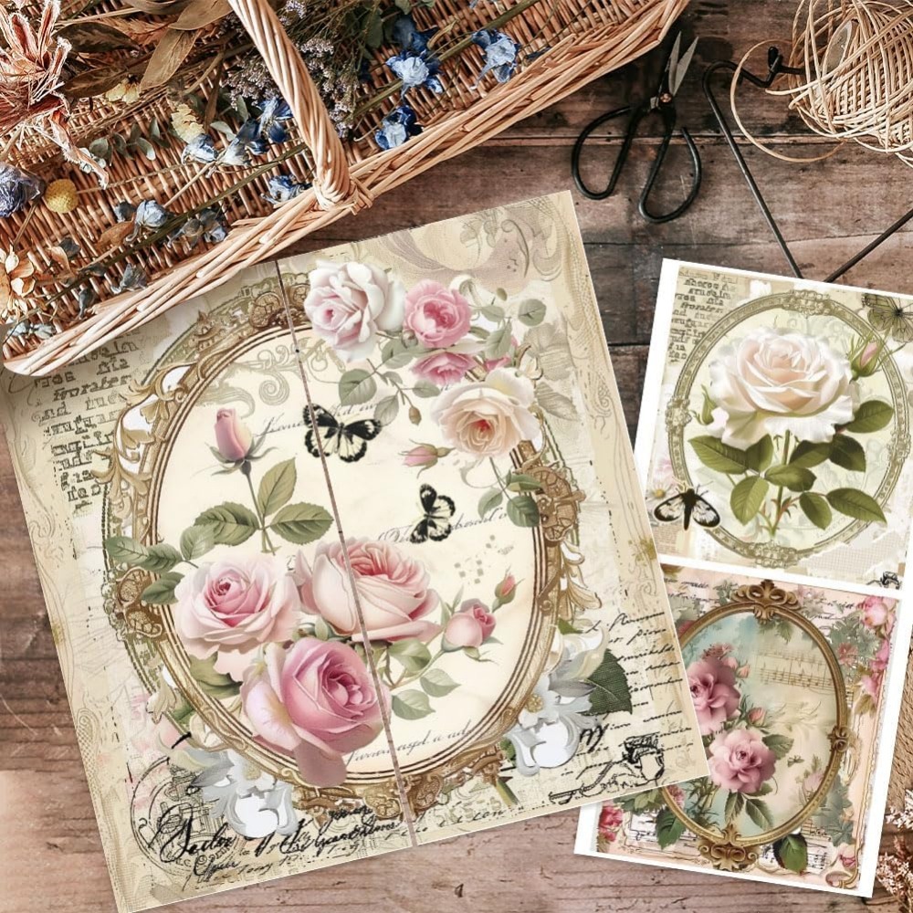3pcs/Set Rose Rub on Transfers - Vintage Fashion Photos 评论和价格