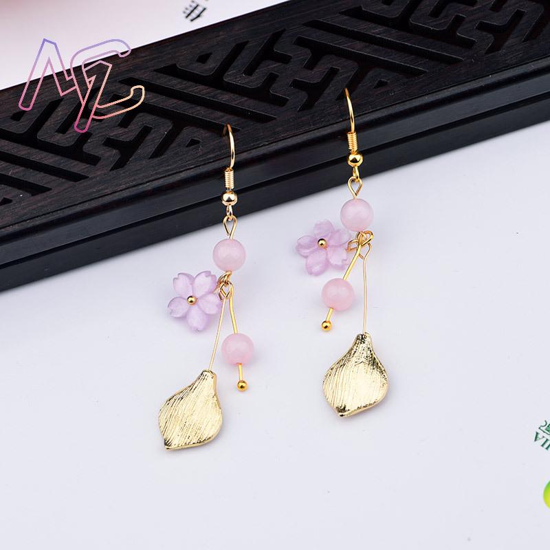 Pink Natural Jade Flower Earri - Vintage Fashion Luxury 评论和价格