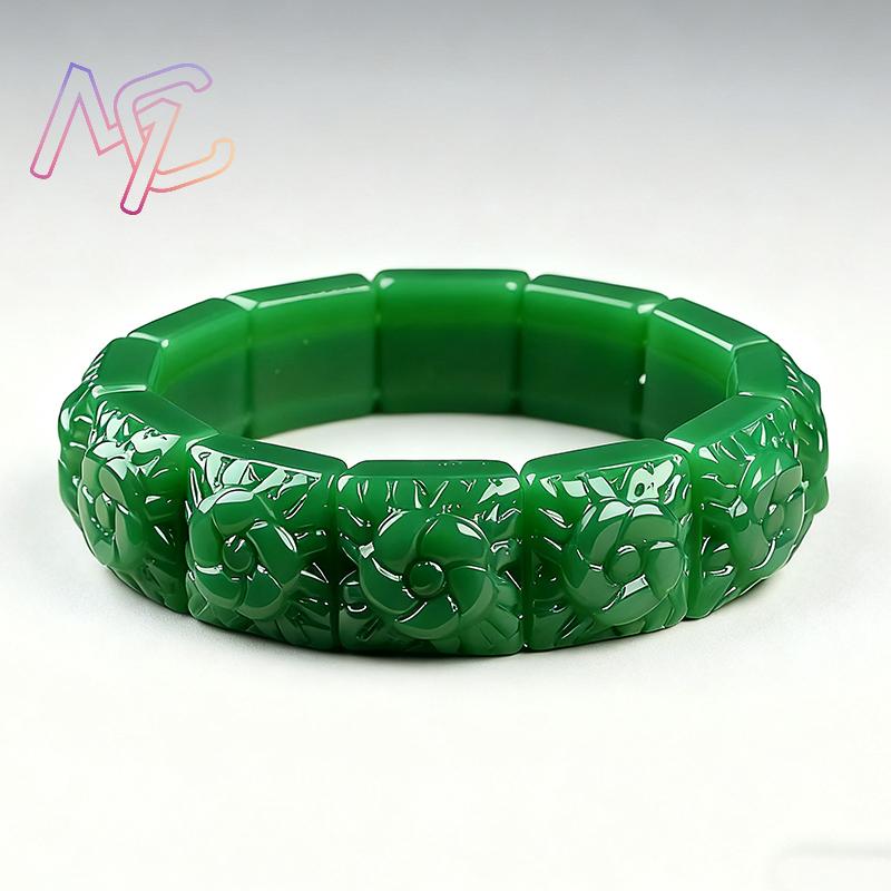 Real Jade Flower Bracelet Bang - Vintage Fashion Luxury 评论和价格