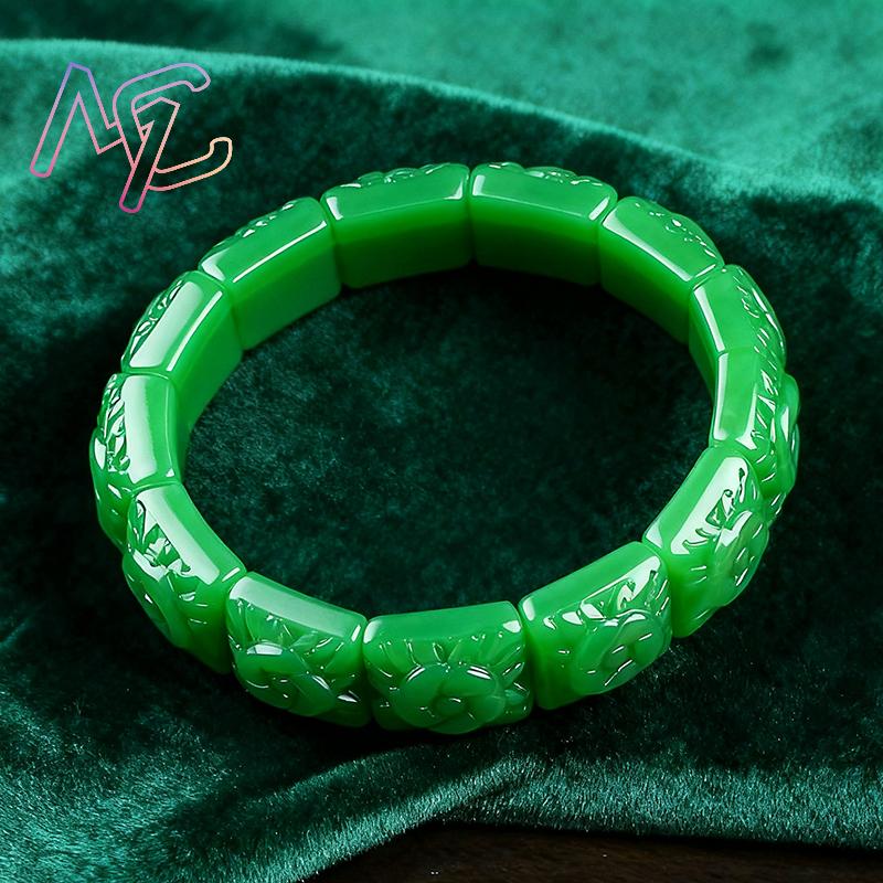 Real Jade Flower Bracelet Bang - Vintage Fashion Luxury 评论和价格