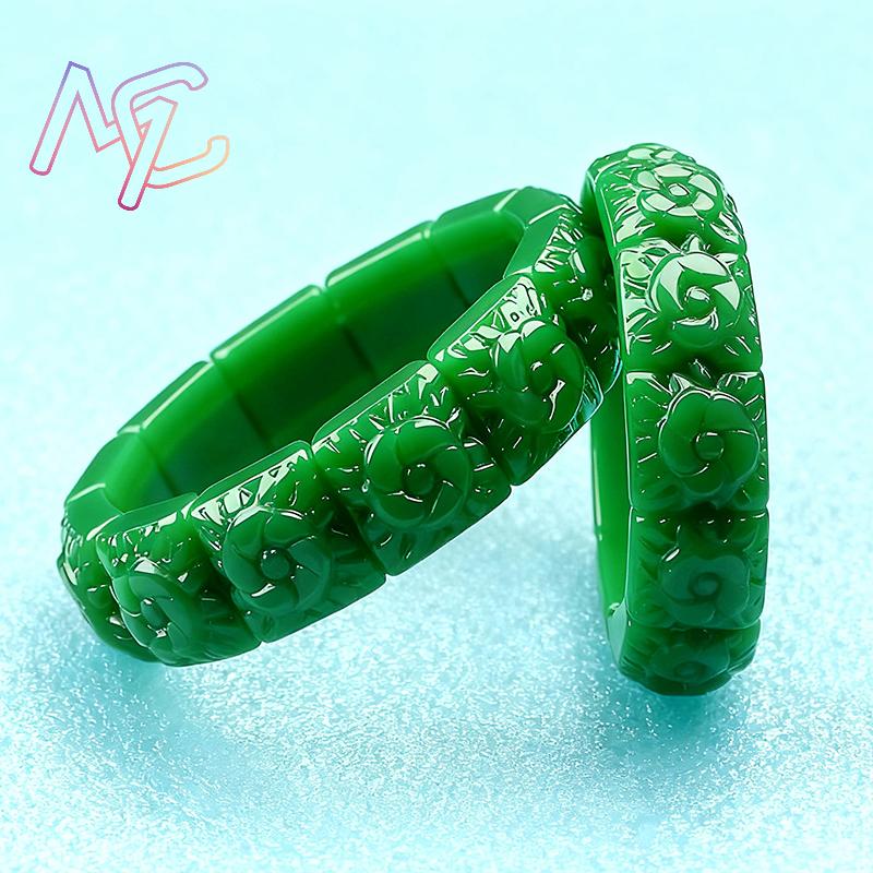 Real Jade Flower Bracelet Bang - Vintage Fashion Luxury 评论和价格