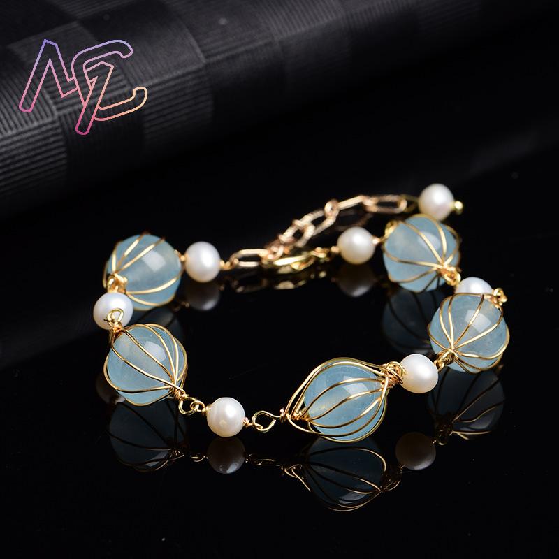 Blue Natural Jade Bead Earring - Vintage Fashion Design 评论和价格